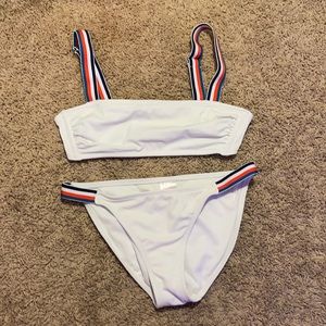 White w/ Colorful straps Bikini. Size medium.